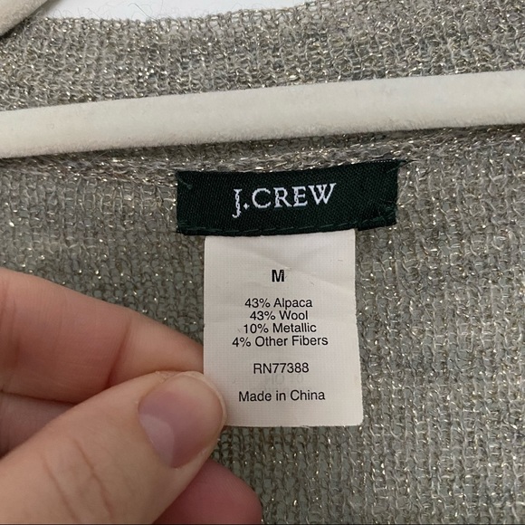 J. Crew silver gray Lurex metallic lightweight sheer cardigan size M - Picture 4 of 7
